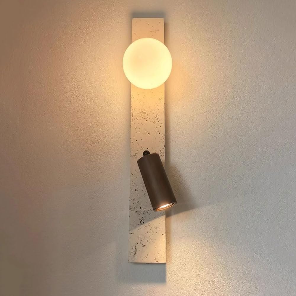 OZBMA Boho Wall Lamp Decor for Stair Yellow Travertine Sconces Lighting Mid Century Rustic Long Lamps Fixture Kitchen Bedroom Bar Loft Workshop