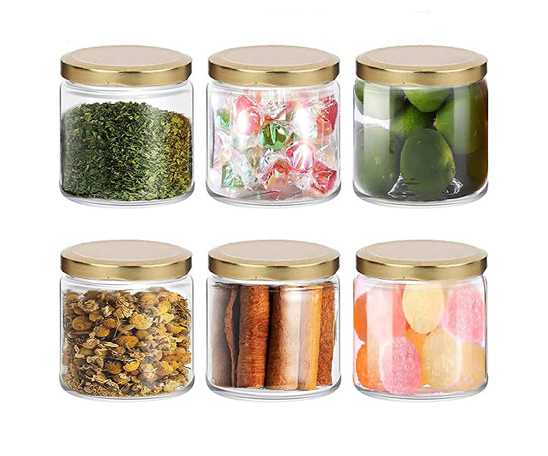 Buy HAPPY BORN Small Glass Jars with lid 200 ml | small glass container ...