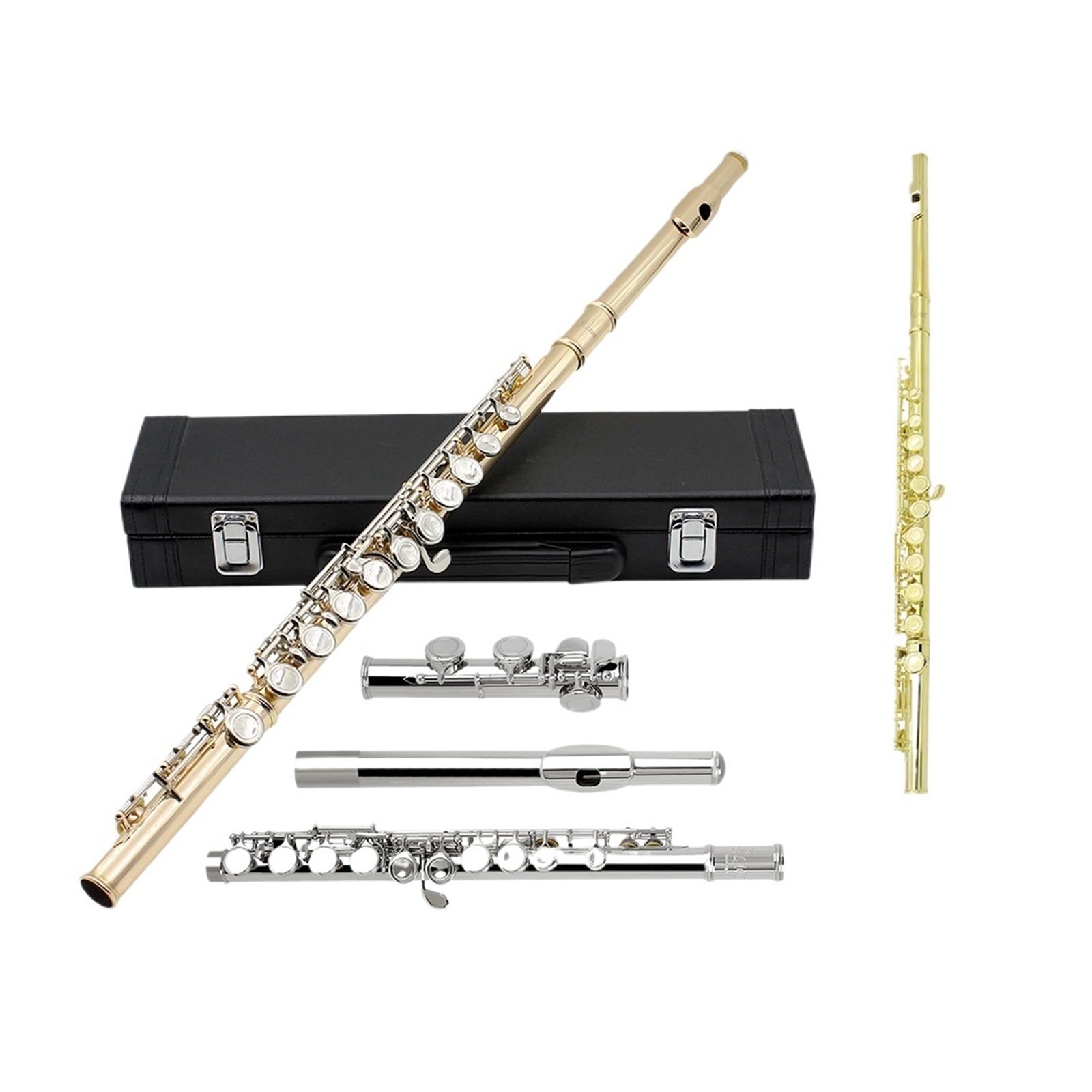 16 Fori Chiusi Flauto Chiave C Flauto Concerto Performance Flauto Strumenti a fiato professionali Flauto traverso con chiave E(Silver)