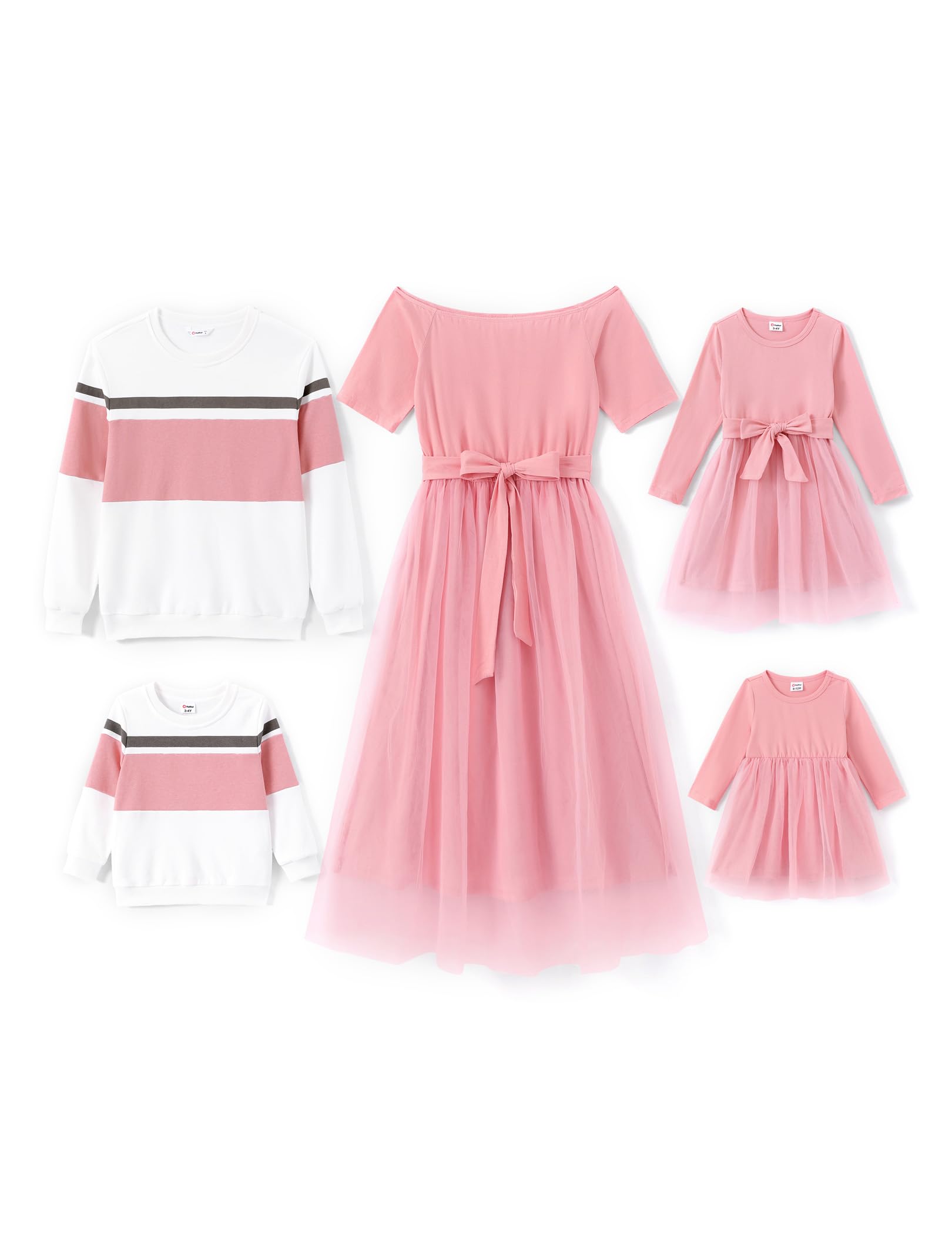PATPAT Set di Abbigliamento per Famiglie a Maniche Lunghe, Look Partner, per Mamma, Figlia, Maglietta a Maniche Lunghe, per Mamma e Figlia, Abbigliamento per Autunno e Primavera, Uomo e Ragazzo