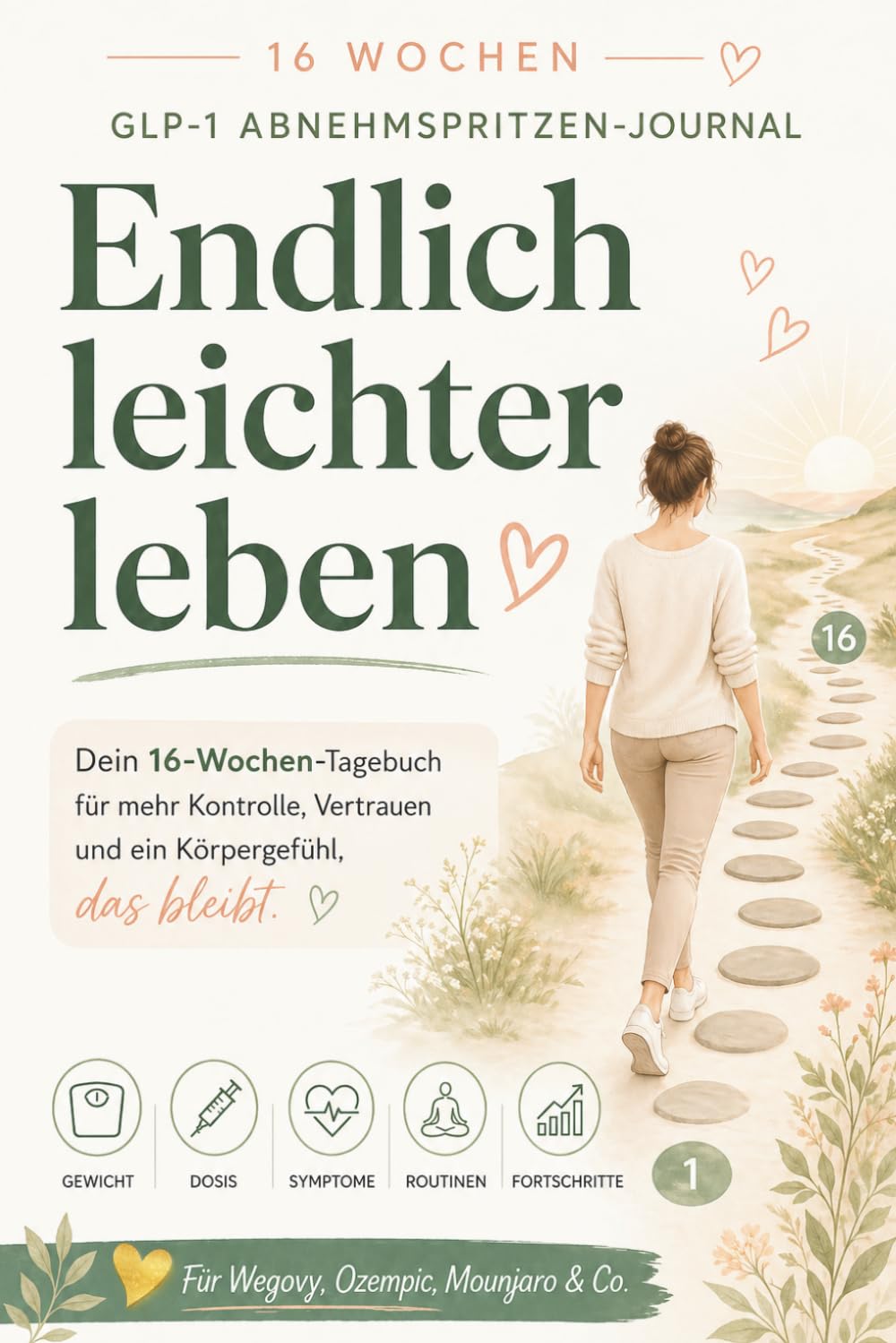 Tagebuch Abnehmspritze: Endlich leichter leben: Dein 16-Wochen-Abnehmspritzen-Journal für mehr Kontrolle, Vertrauen und ein Körpergefühl, das bleibt, mit GLP-1, Wegovy, Ozempic, Mounjaro & Co.