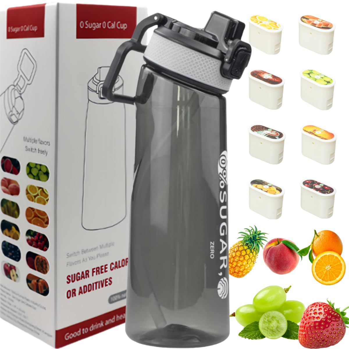 Putextile Water Bottle with 1 Flavor Capsule, 2.0 Upgraded Version, 700ml, BPA Free, for Gym and Outdoor Activities (Color H + 1 Random POD) โ image 1
