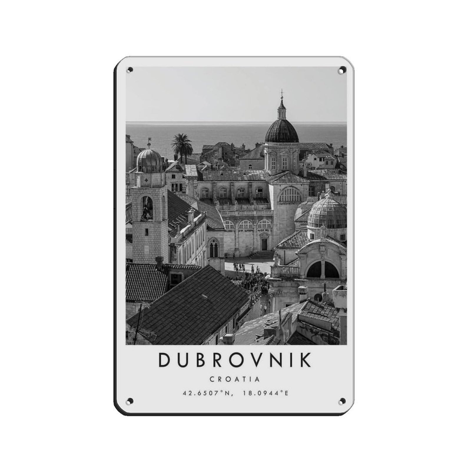 Dubrovnik Travel, Dubrovnik Poster Retro Poster Metal Tin Sign Chic Art Retro Iron Painting Bar People Cave Cafe Family Garage Poster Wall Decoration 8x12inch(20x30cm)