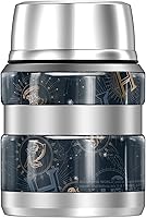 Vista 2 de Harry Potter Celestial Hogwarts Pattern THERMOS - Tarro de alimentos de acero inoxidable King con cuchara plegable, aislado al vacío y doble pared