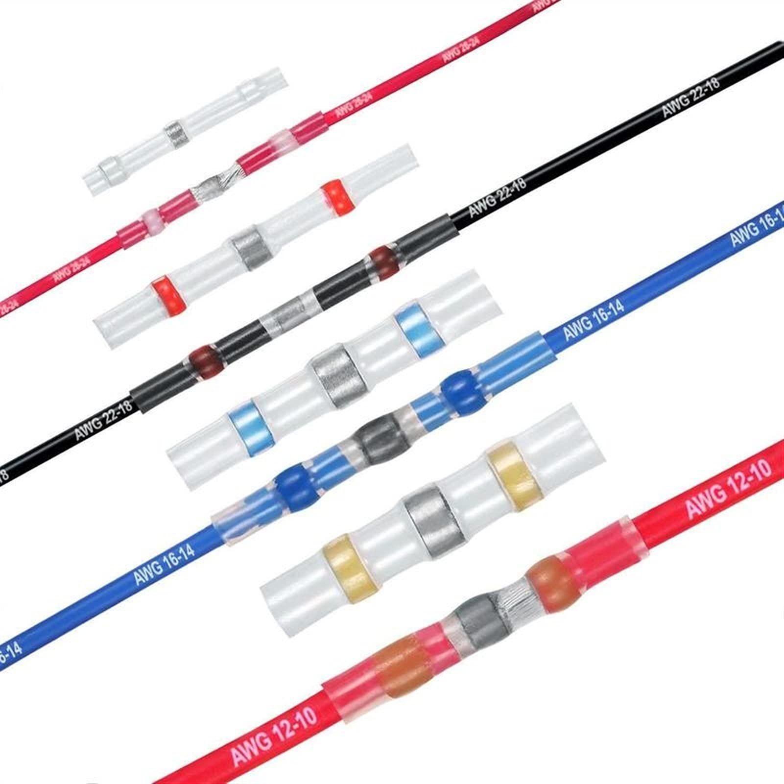 Terminale del filo 200pcs Impermeabile Guarnizione per saldatura Manicotti termoretraibili Terminali a catena elettrica Terminali a base di protezione dei connettori di giunzione Assortimento .Isolame