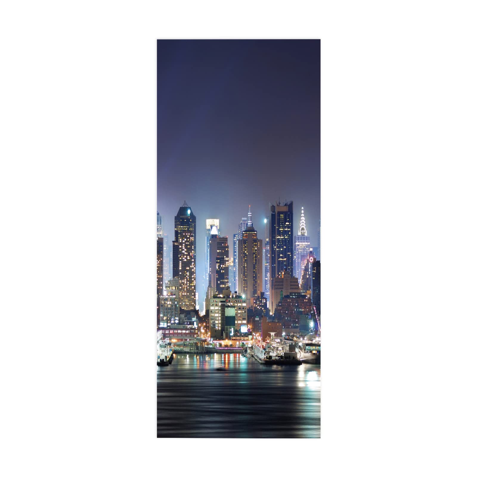 3D Door Mural Sticker Urban River W85 x H205 cm Interior Doors Modern Art Peel and Stick Removable Vinyl Decals for Home Decor