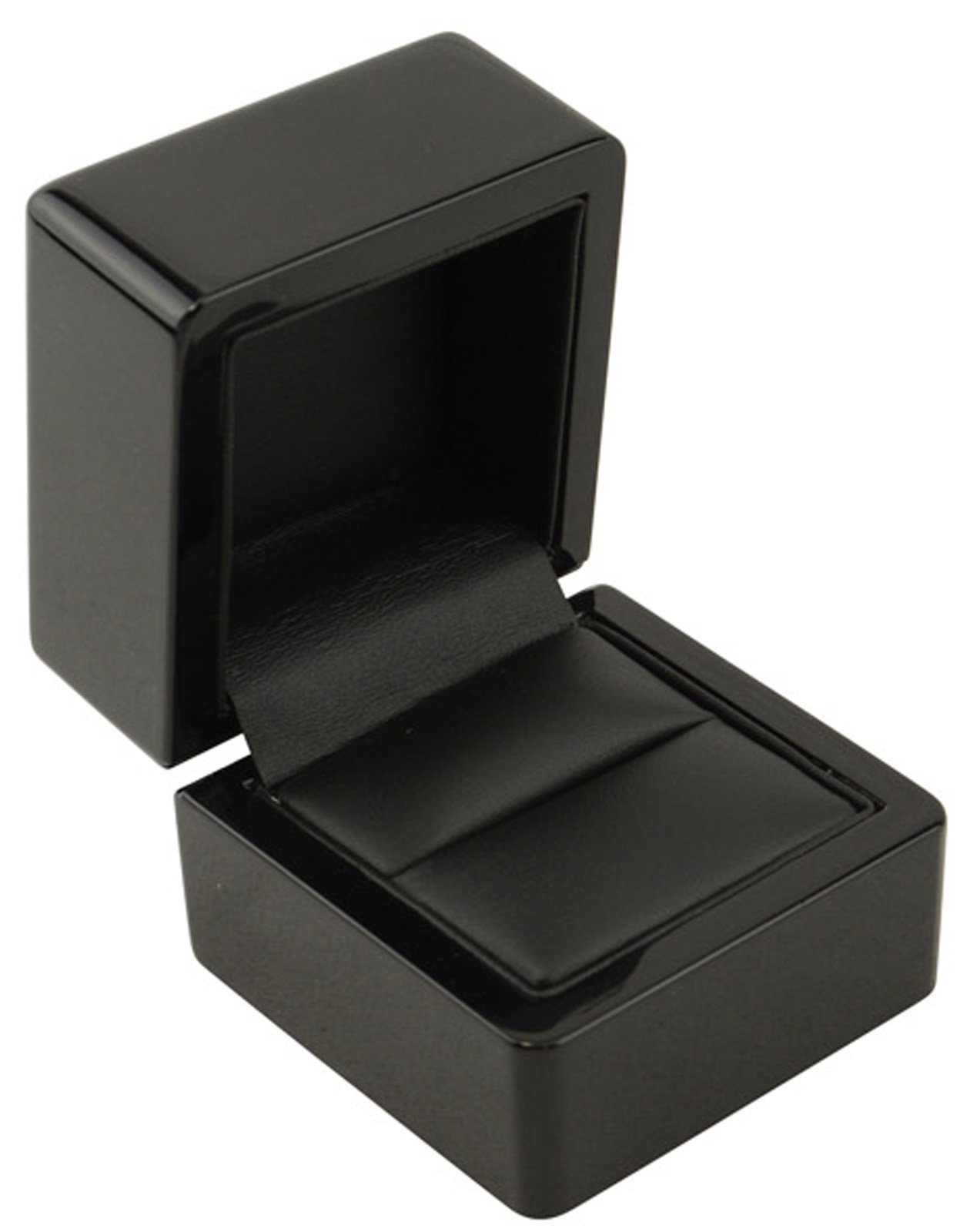 Box Displays Blue Beautiful Leatherette Velvet Wooden Ring Boxes Proposal Engagement Ring Boxes Wedding Ring Case (Ebony Wooden Ring Box)