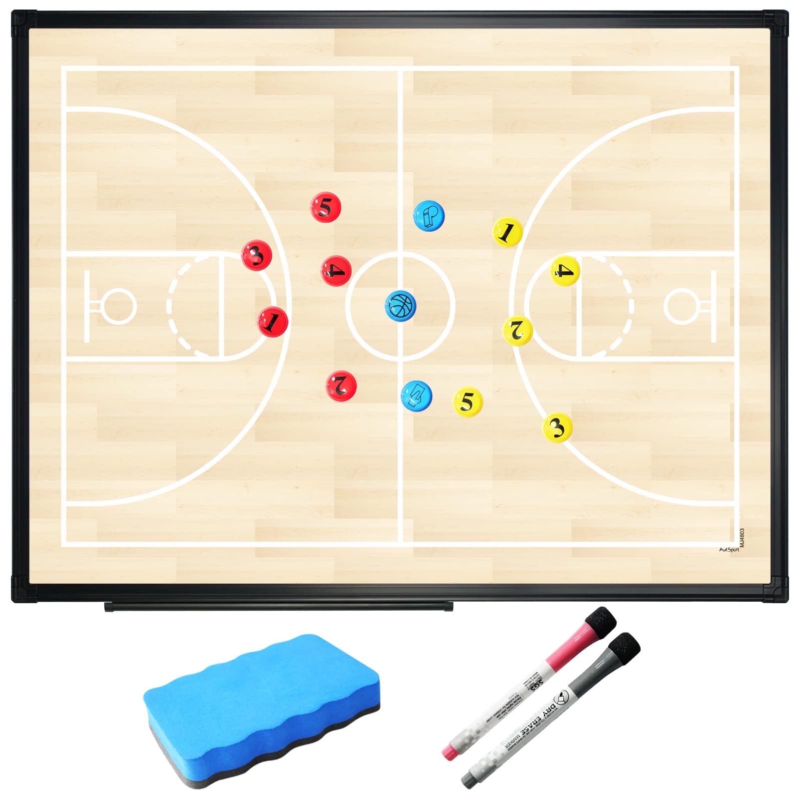 Photo 1 of AutSport Magnetic Dry Erase Coaching Board 24x18 Inch,Large Double-Sided Tactics Board Aluminum Frame Great for Drills, Strategy and Training Basketball Black