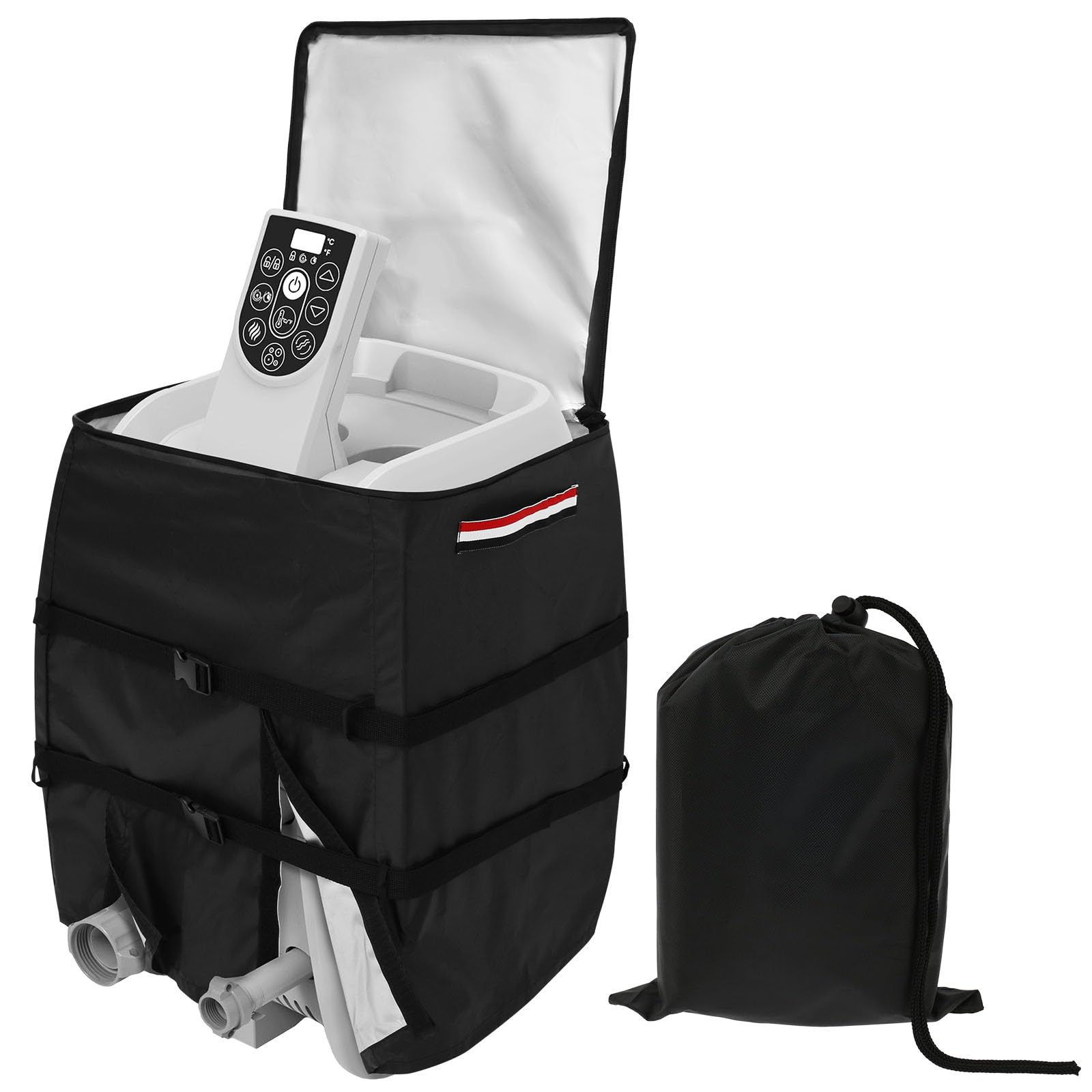 KTZCTPCA Hot Tub Spa Heater Pump Cover, Upgrade Outdoor Hot Tub Heater Protective Cover, UV Inflatable Hot Tub Insulated Spa Heater Pump Cover with Zipper Opening for Most Hot Tub Spa Heater Pumps