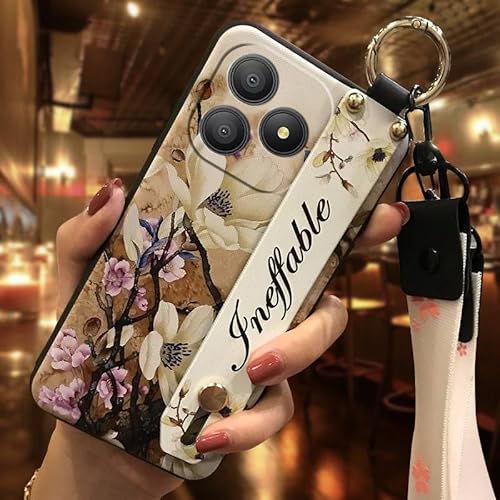 Phone Case Compatible with Blackview Wave 9C, Ring Wristband Shockproof Soft case Silicone Flower Phone Holder Design Anti-dust