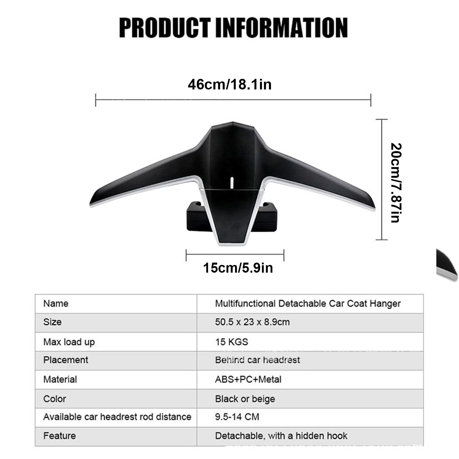 Perchero de coche de 90 a 160 cm (850 g), barra de secado interior | multifuncional, soporte universal para vehículo, almacenamiento ajustable de ropa de viaje, soporte de traje sin arrugas para