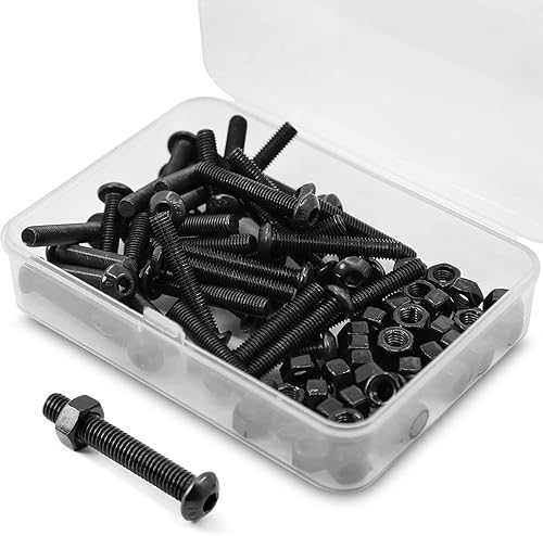 Juego de tornillos y tuercas M5 x 1.181 in, cabeza de botón, tornillos de casquillo de casquillo de acero de aleación de grado 10.9, rosca completa