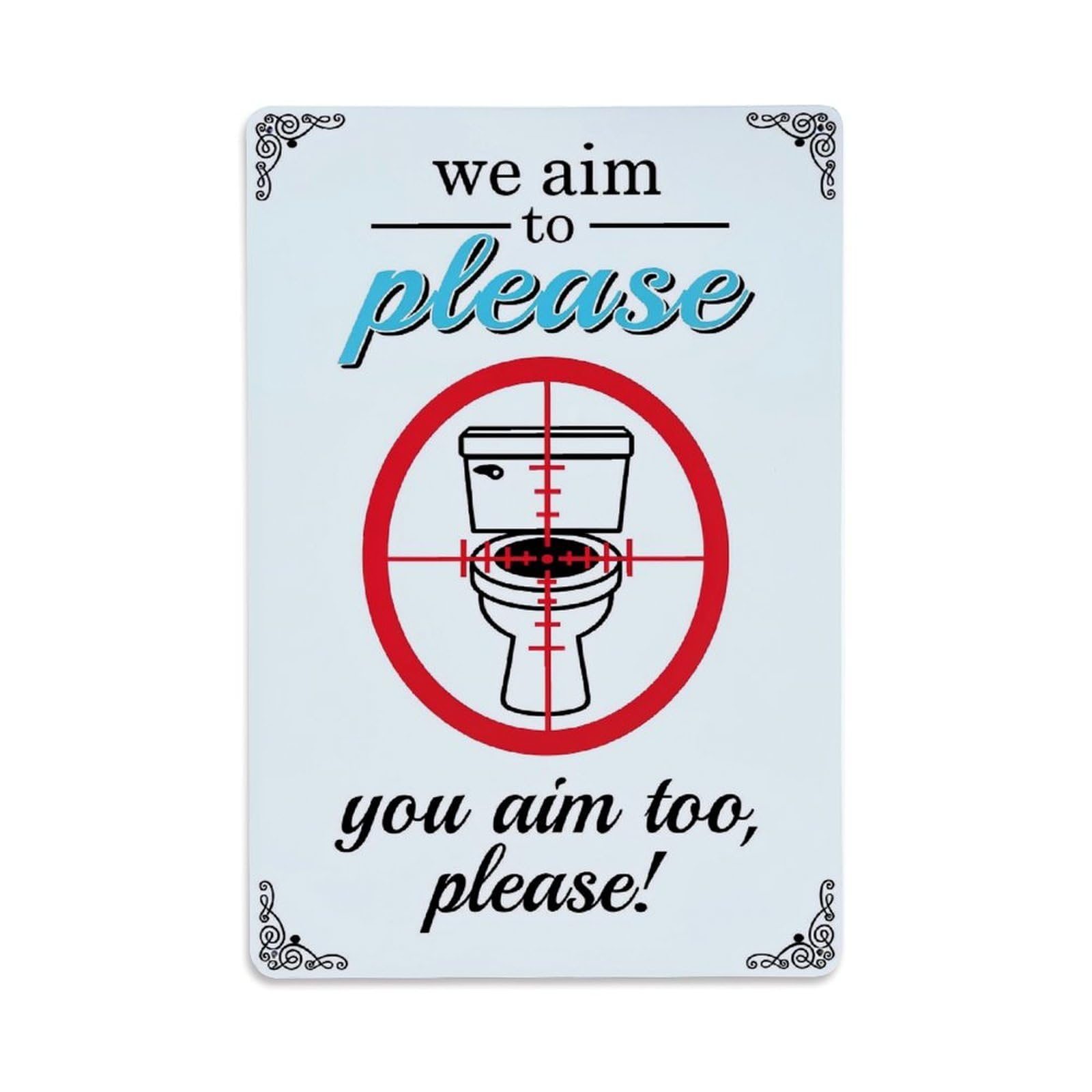 Jdfenggu Vintage We Aim To Please You Retro Metal Tin Sign, Metal Poster For Bar, Home, Man Cave, Kitchen, Laundry Room Art Decor 8X12 Inch