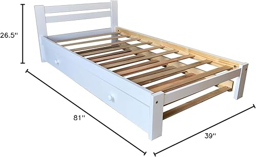 Miniatura 2 de Amazonas - Cama individual blanca con nido de madera, tamaño individual, madera de pino maciza y listones de madera dura, soporte para cama de
