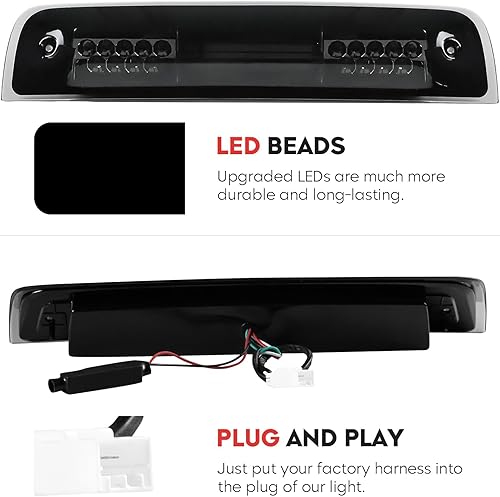 Miniatura 3 de Tresound Tercera luz de freno para Dodge Ram 1500 2500 3500 2009-2017 Lámpara LED de montaje alto (lente ahumada)