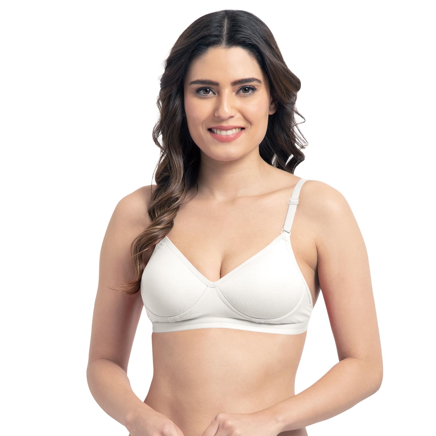 tweens Women's Medium Padded Cotton Rich Bra - Seamless, Full Coverage, Single Hook, Cross Back T-Shirt Bra-picture-13