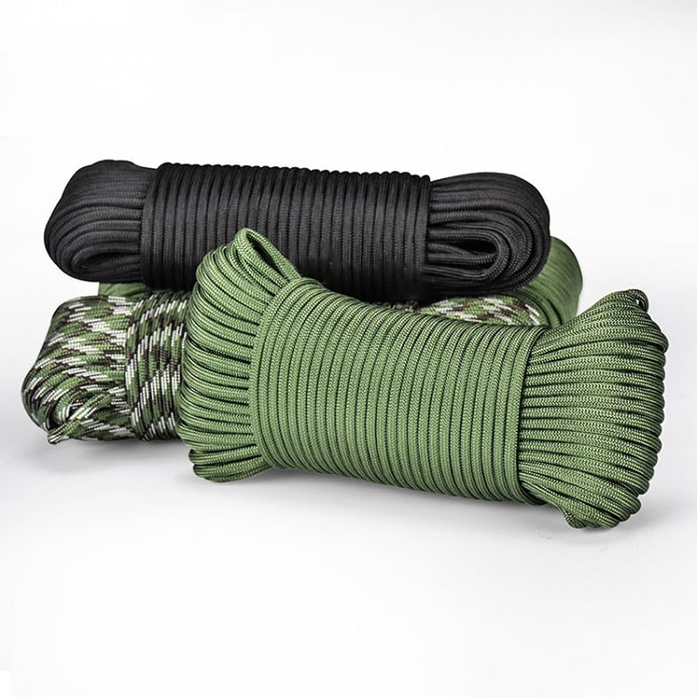 4mm Paracord Nylonschnur Reißfeste Kordelband Fallschirmschnur Regenschirmseil Zeltleinen Reepschnur Outdoor Survival Seil für Gartenbündelung Handgefertigte Projekte Camping Tarnfarbe 30m