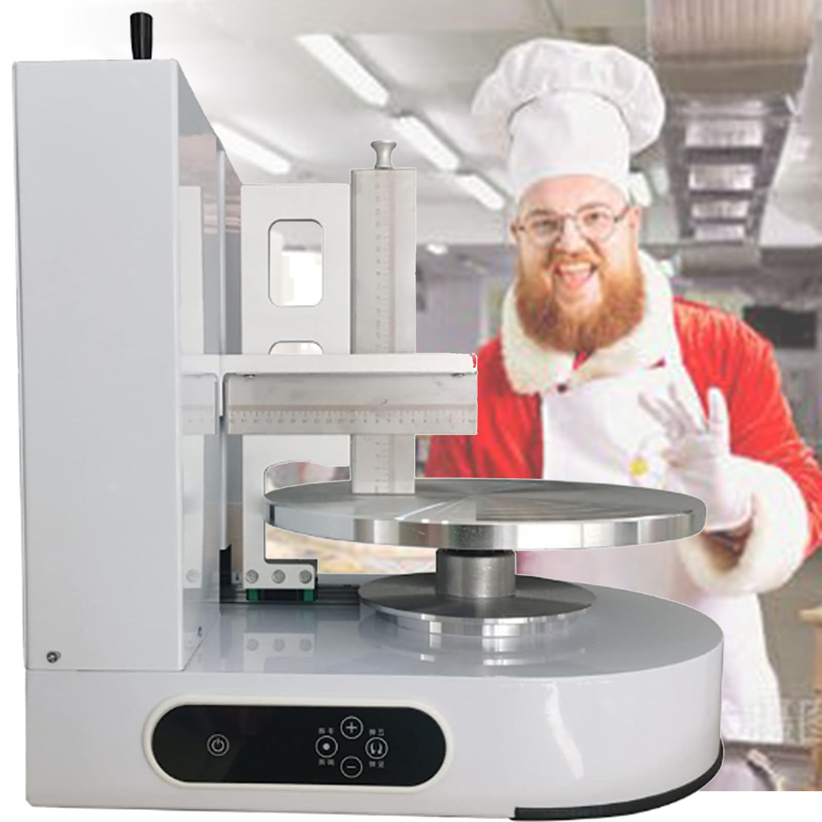 Herramientas para hornear tartas de cumpleaños, máquina de raspado y alisado de revestimiento de pasteles, decoración automática portátil, revestimiento redondo para tartas de crema, 1 unidad
