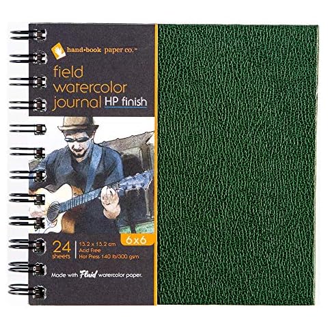 Hand Book Papers, Field Watercolor Journal, Fluid Watercolor Paper, Hot Press, 6X6 Inches Cover