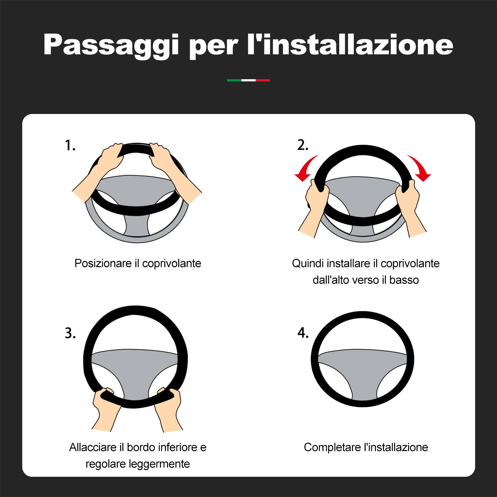 Ergocar Forma D Coprivolante per Auto Antiscivolo Sportivo Protezione per Volante Auto Pelle Scamosciata Inverno Caldo Universale per Forma D Coprivolante Diametro 38 cm (15 ") (Nero Marrone)