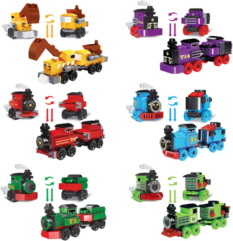 WODMAZ 12PCS PreFilled Easter Eggs with Train Building Blocks, Easter Egg Train Toys Set for Kids Easter Basket Stuffers, Easter Basket Filler, Easter Eggs Hunt, Easter Party Favors