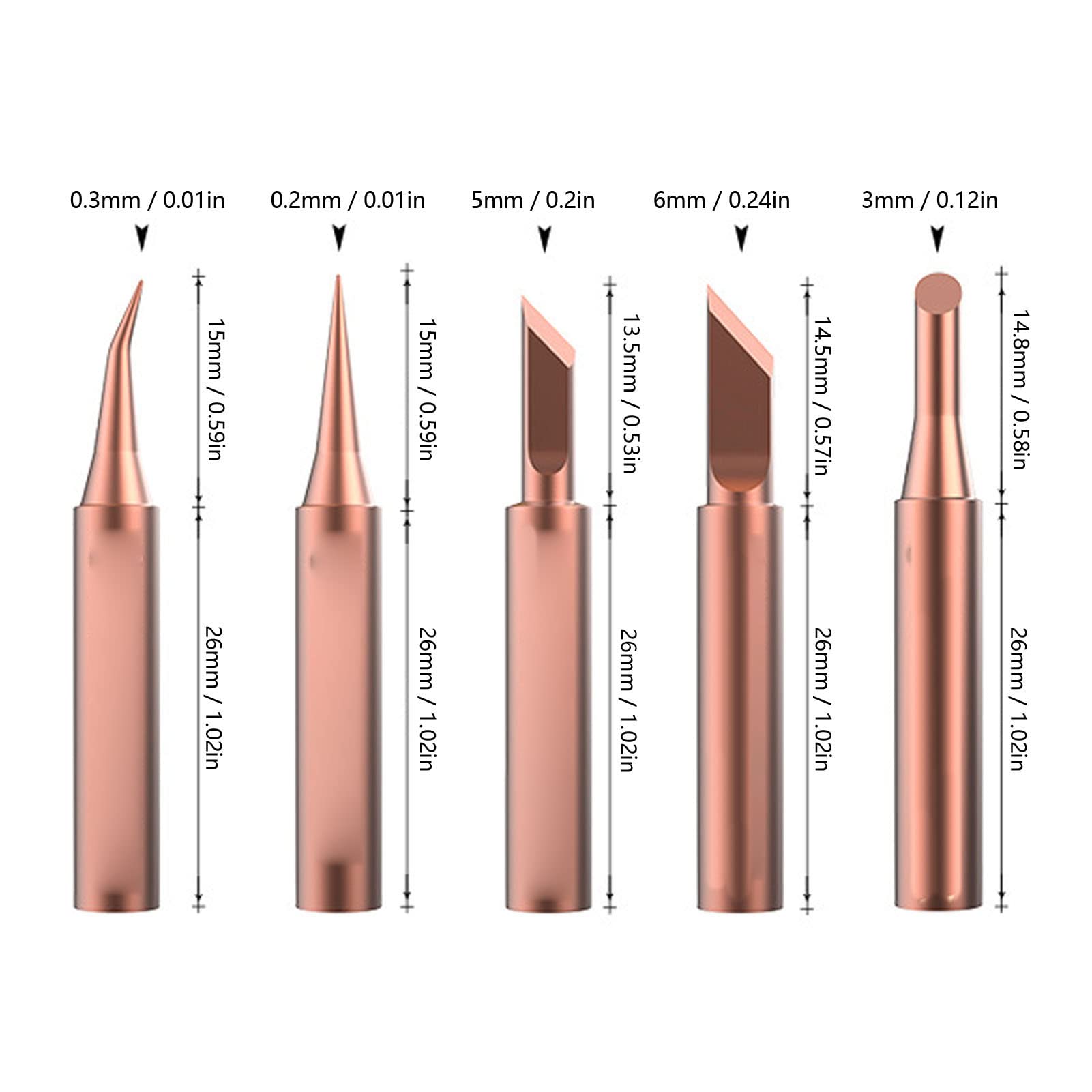 Kit 5 Punte Per Saldatore 900M-T 200-480°C – Rame Privo Di Ossigeno, Per Stazioni Saldatura