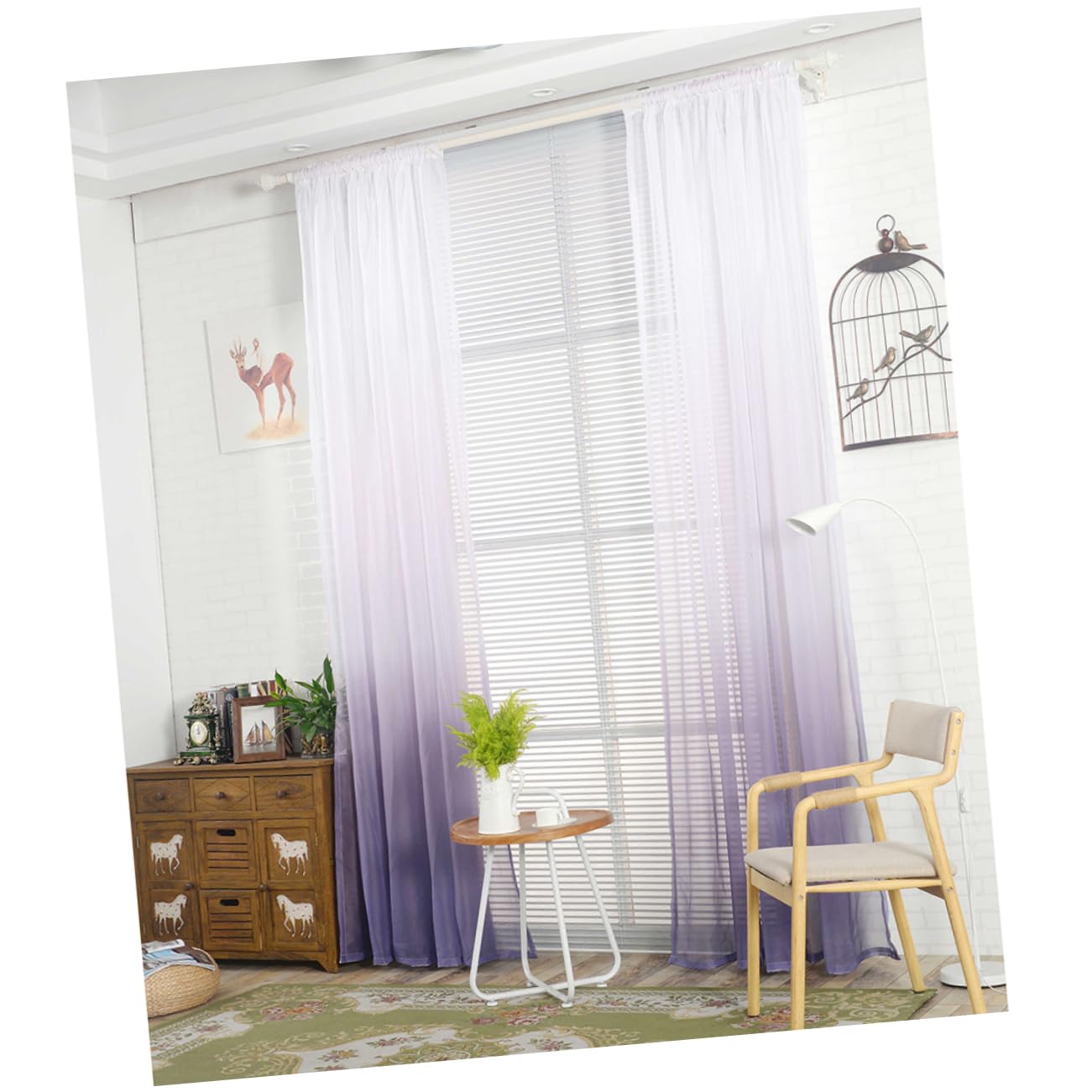 Cortina de ventana morada Cabilock con elegante bufanda decorativa para salones