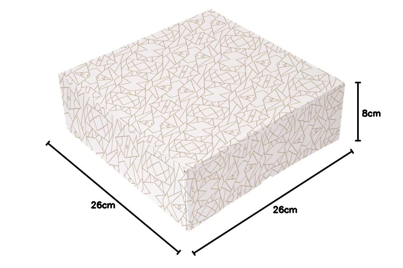 Garcia de Pou 50 pezzi - Scatole Pasticceria senza Finestra 'Thepack' 250 G/M2 26 x 26 x 8 cm Bianco Cartone Ondulato Nano-Micro