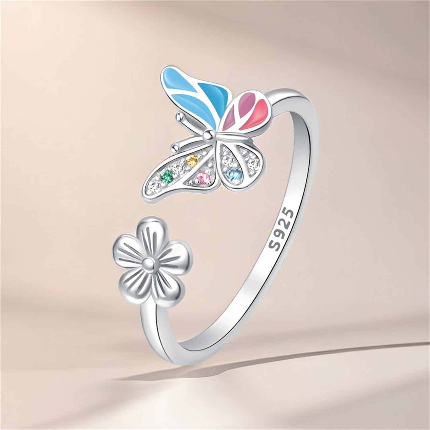 CYCUFF 925 Sterling Silver Ring for Women, Open Twist Adjustable Ring Stacking Ring Gift for Women - Image 6