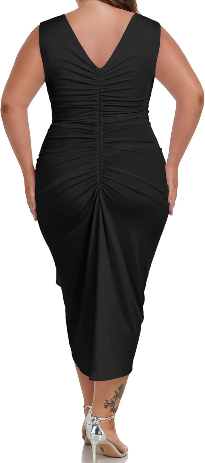 Carrdc Plus Size Dresses for Curvy Women Sleeveless Cocktail Dress - Image 6