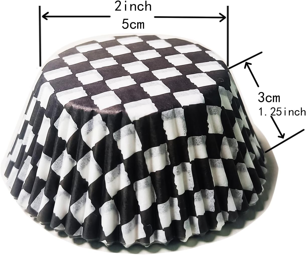 Black Checkered Cupcake liners,100pcs Baking Cups for Halloween Decorations