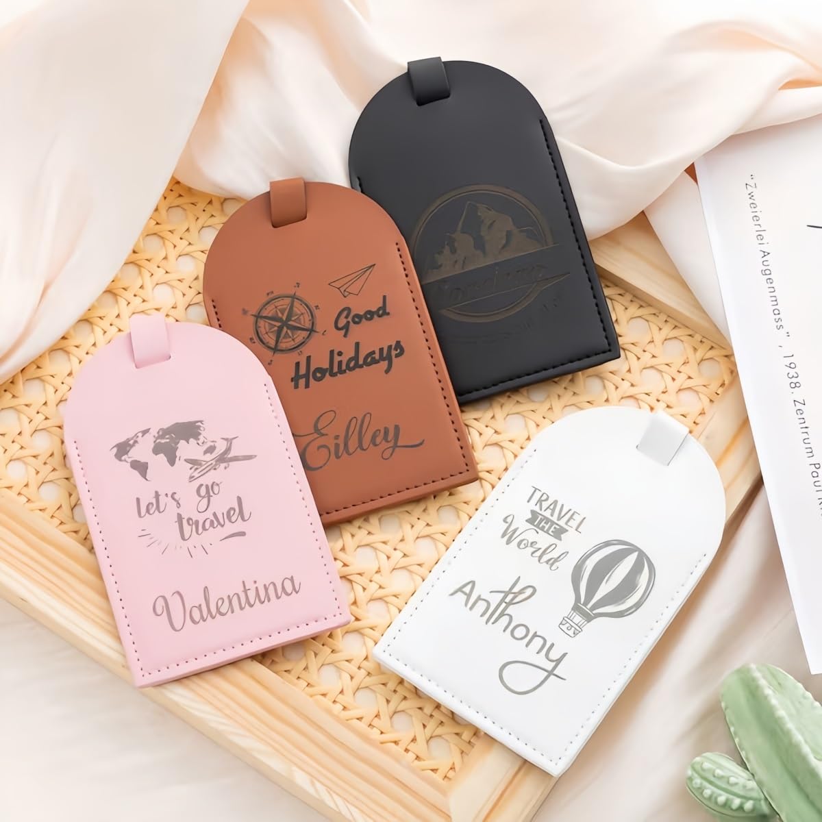 Funda De Pasaporte Personalizada Y Etiqueta De Equipaje, Billetera De Viaje Con Nombre O Iniciales para Mujeres Y Hombres, Regalos De Viaje para Parejas, Accesorio De Viaje para Luna De Miel Y Navidad