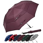G4Free 62 Inch Portable Golf Umbrella Large Oversize Double Canopy Vented Windproof Waterproof Automatic Open Stick Umbrellas for Men and Women(Wine Red)