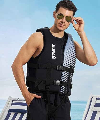 Miniatura 5 de huraty Chaleco de kayak para adultos con correas para las piernas, chaleco de natación de alta flotabilidad para navegación, pesca, surf, chaqueta