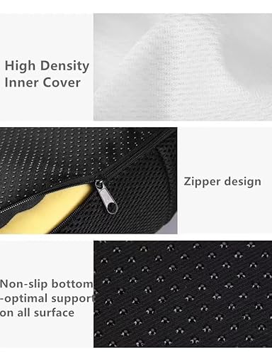 Car Seat Cushion Pad for Car Driver Seat Office Sweet Home Collection Memory Foam Chair Cushion Honeycomb Pattern Solid Color Slip Non Skid (black)