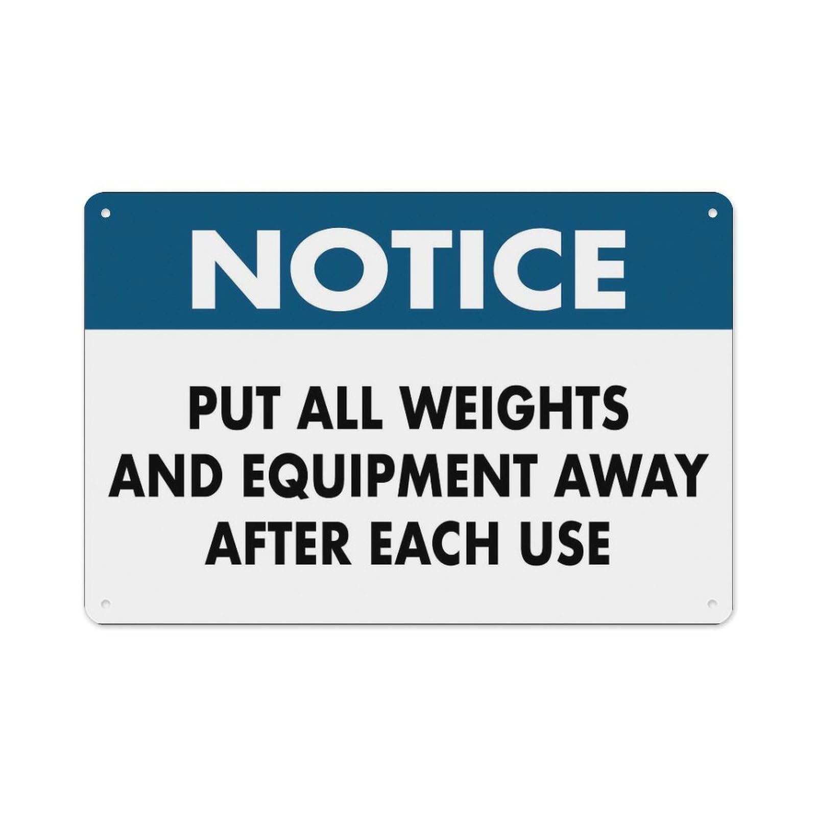 Peiyeety A04 Notice Put All Weights Away Sign Aluminum Tin Warning Signs For Home Outdoor Garden 8X12 Inches