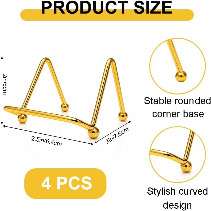 4 PCS 2 Inch Gold Small Plate Holder, Display Stand Mini Easel Stands image 2