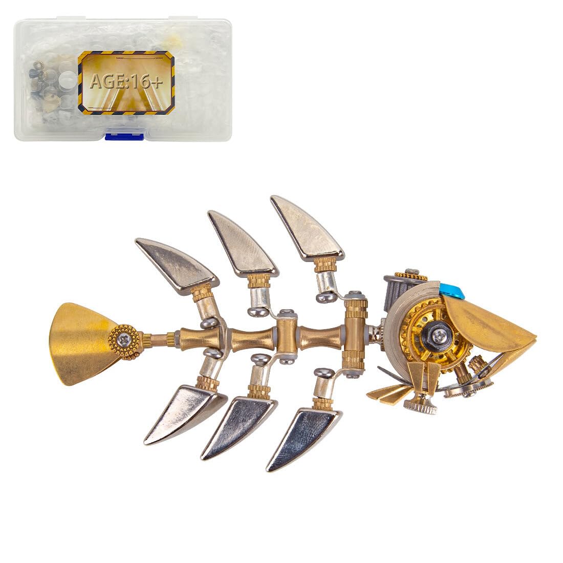 DIY Steampunk Metal Bony Fish Model Kit, 100+PCS 3D Mechanical Assembly Set, Creative Marine Organism Display Gift for Adults & Teens