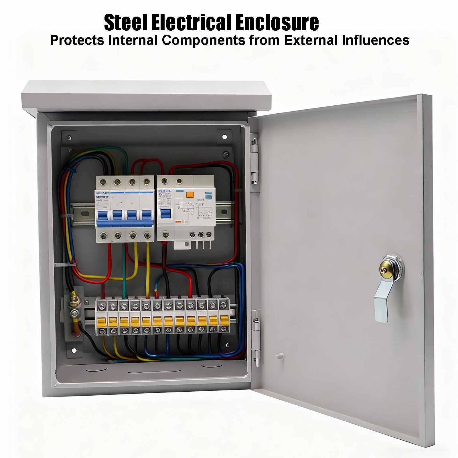 Caja Estanca Exterior Electrica, Caja Conexiones Exterior para Interiores y Exteriores con Cerradura y Placa de Montaje para Montaje en Pared(25x30x15cm/10x12x6in)