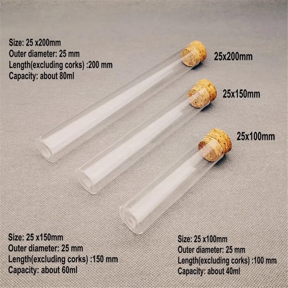 Laborausstattung und -bedarf Außendurchmesser 25 mm, Reagenzglas aus Glas mit flachem Boden und Korken, Reaktionsgefäß verdicktem for Labor