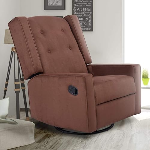 Miniatura 3 de Giantex Silla mecedora reclinable giratoria de gamuza tapizada para guardería, estudio y sala de estar