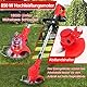 Xbzzgmg Akku Rasentrimmer mit Akku, Rasentrimmer Akku mit 2x4,0mAH - Elektrischer Rasentrimmer mit 4 Messertypen, Akku Rasentrimmer mit Rädern, Einziehbar, Trimmer Garten für Garten, Hof, Gehwege