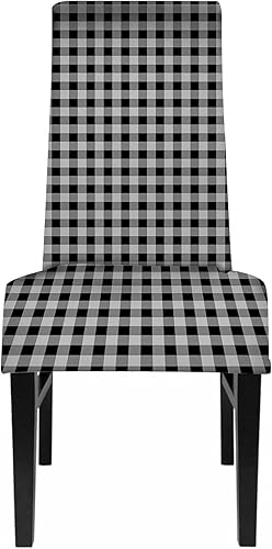 WONDERTIFY Fundas de silla de cuadros de búfalo blanco negro para comedor rústico vintage de cuadros cuadros cuadros de cuadros elásticos para
