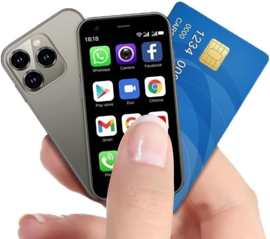 XS15 3G Mini Smartphone 3.0 Inch WiFi GPS Quad Core Android 8.1 Cell Phones Slim Body HD Camera Dual Sim Compatible with Google Play Cute Palm Smartphone 2GB RAM 16GB ROM China Mobile (Grey)