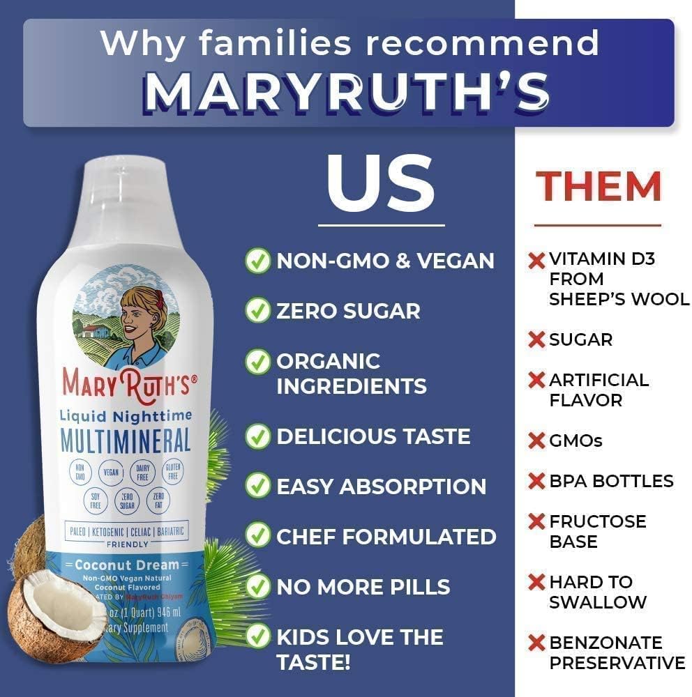 Liquid Multivitamin & Liquid Multimineral Bundle by MaryRuth’s | Vegan Vitamin A, B, C, D3, E & Amino Acids | Vitamins for Immune Support, Digestion, Focus & Energy | Magnesium, Calcium & MSM Supplem