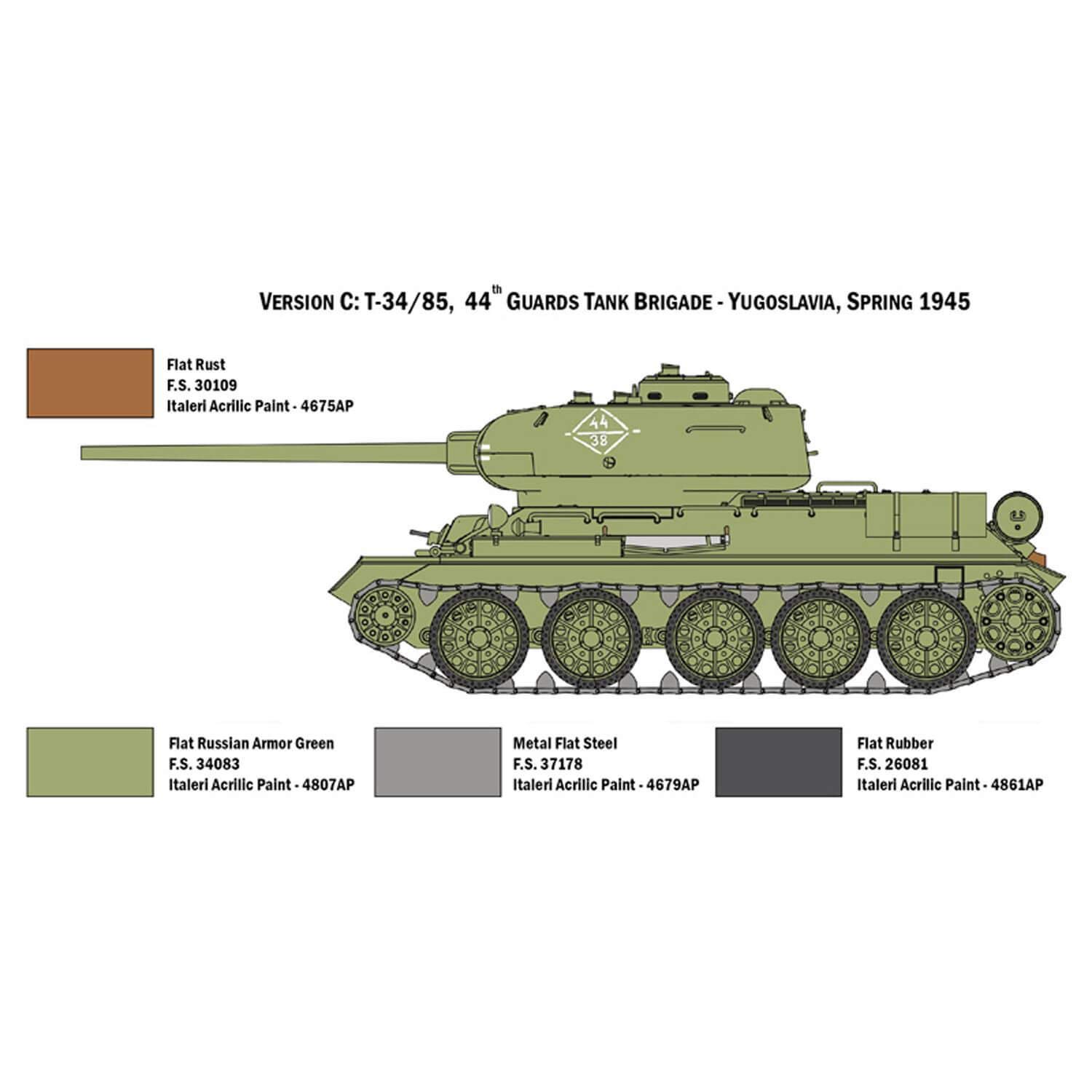 Italeri 6545 Modello in Plastica da Assemblare, Carri Armati, T34/85 Zavod 183 Mod. 1944, Model Kit, Scala 1:35