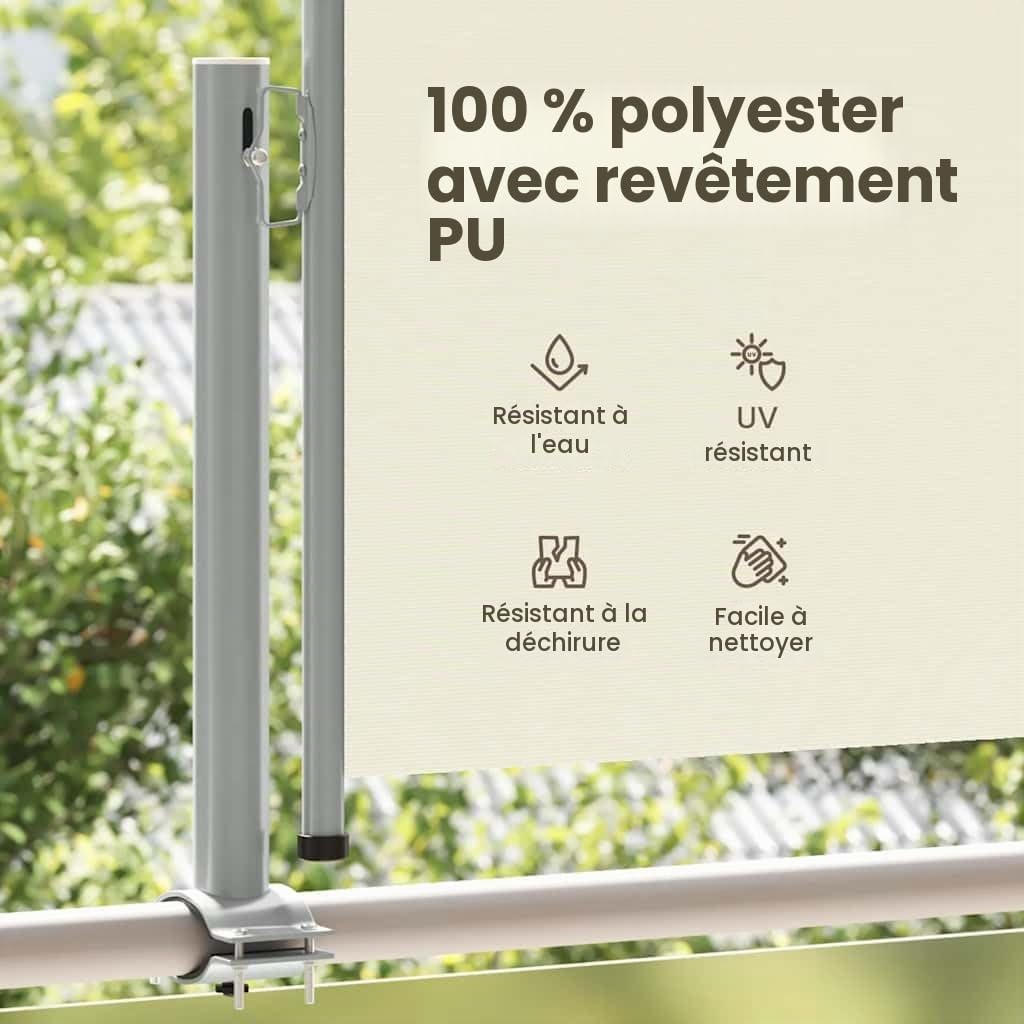 vidaXL Auvent Latéral Rétractable de Patio Store Latéral Brise-Vue Abri Soleil Jardin Terrasse Balcon Exterieur Résistant aux UV 60x300 cm Crème