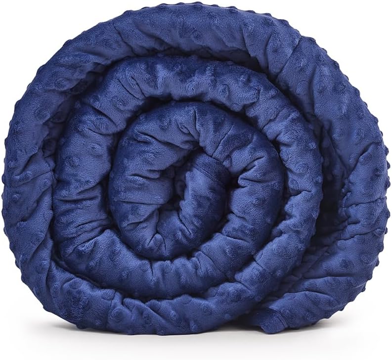 TONGDADA Minky Weighted Blanket | 40”x60”,7lbs | Cozy and Soft Minky Weighted Throw Blanket | Luxury Velvet with Premium Glass Beads | Navy Minky