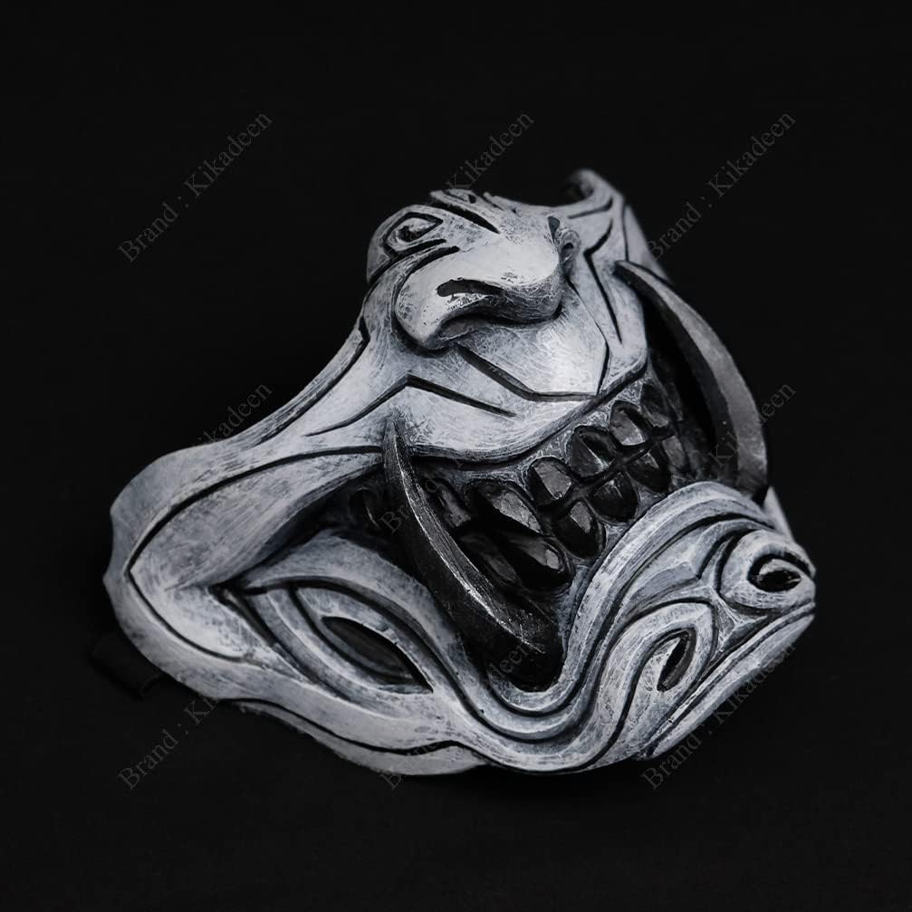 Half Face Samurai Mask Oni Mempo Japanese Ronin Demon Noh for Airsoft Paintball BB Gun Motorcycle White Joker KKD KK32