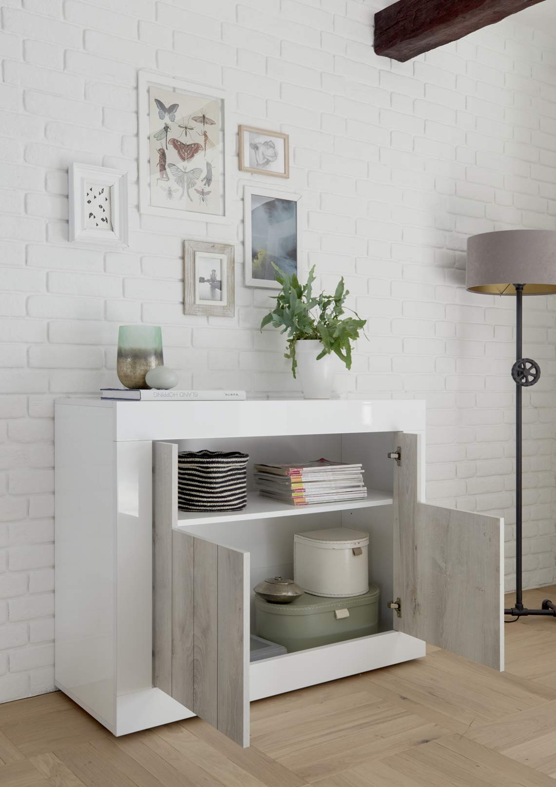 Madia 2 ante 2 cassetti Ossido Cemento credenza design moderno FLORENA